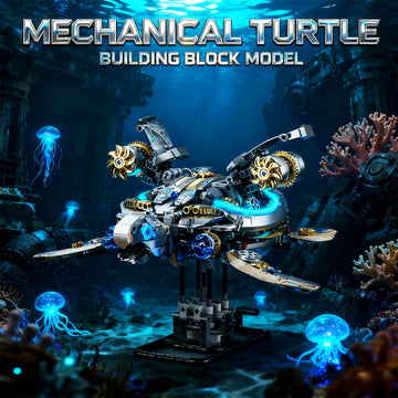 Myth Qholve Mechanical Turtle Building Block with Hand-Crank Gear Motion, Steampunk?Educational Construction Set for Adults Teens and Model