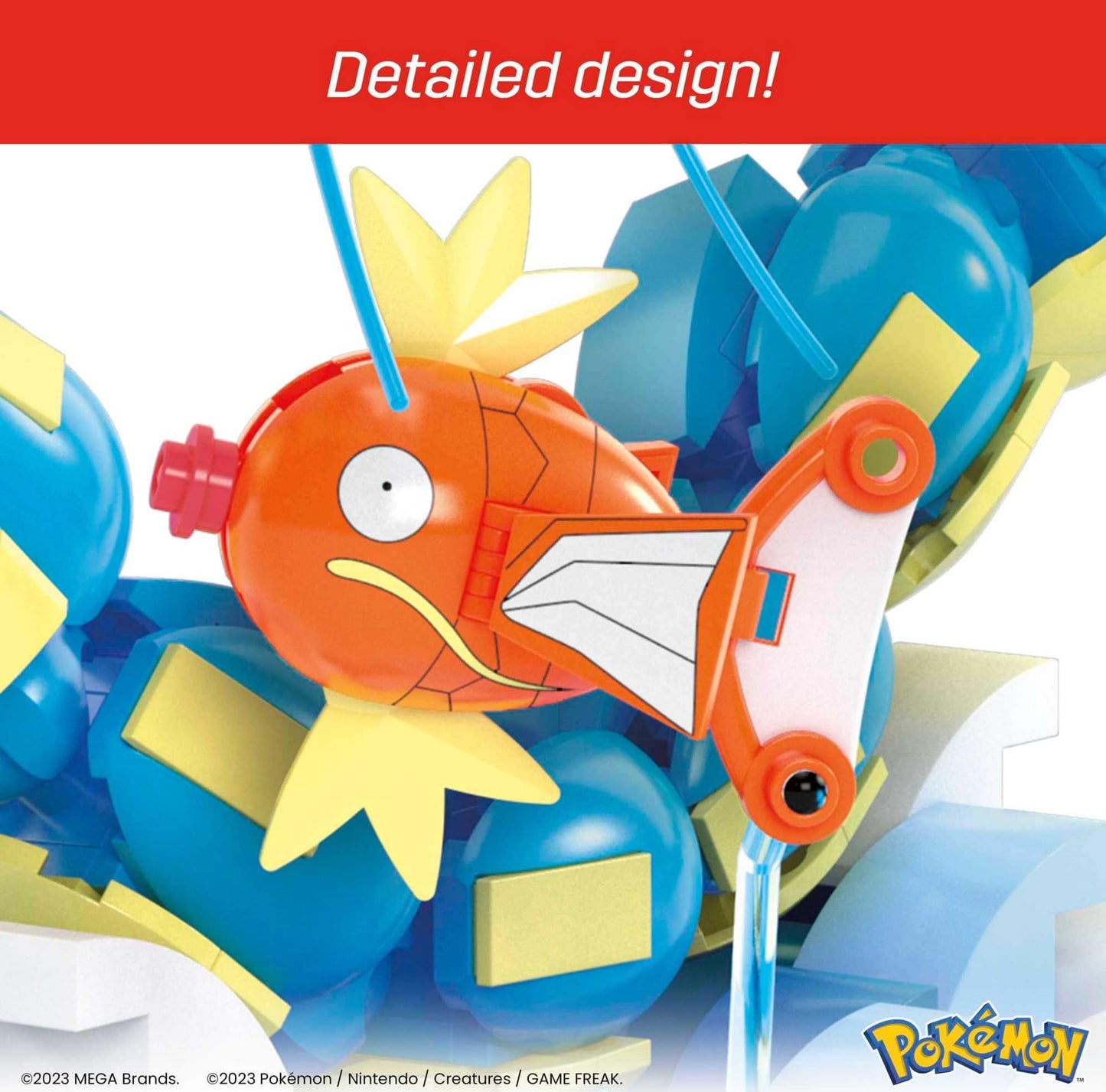 MEGA Pokémon Action Figure Building Toys Set for Kids, Magikarp Evolution Set with 411 Pieces, Buildable and Poseable Gyarados, 20 inches