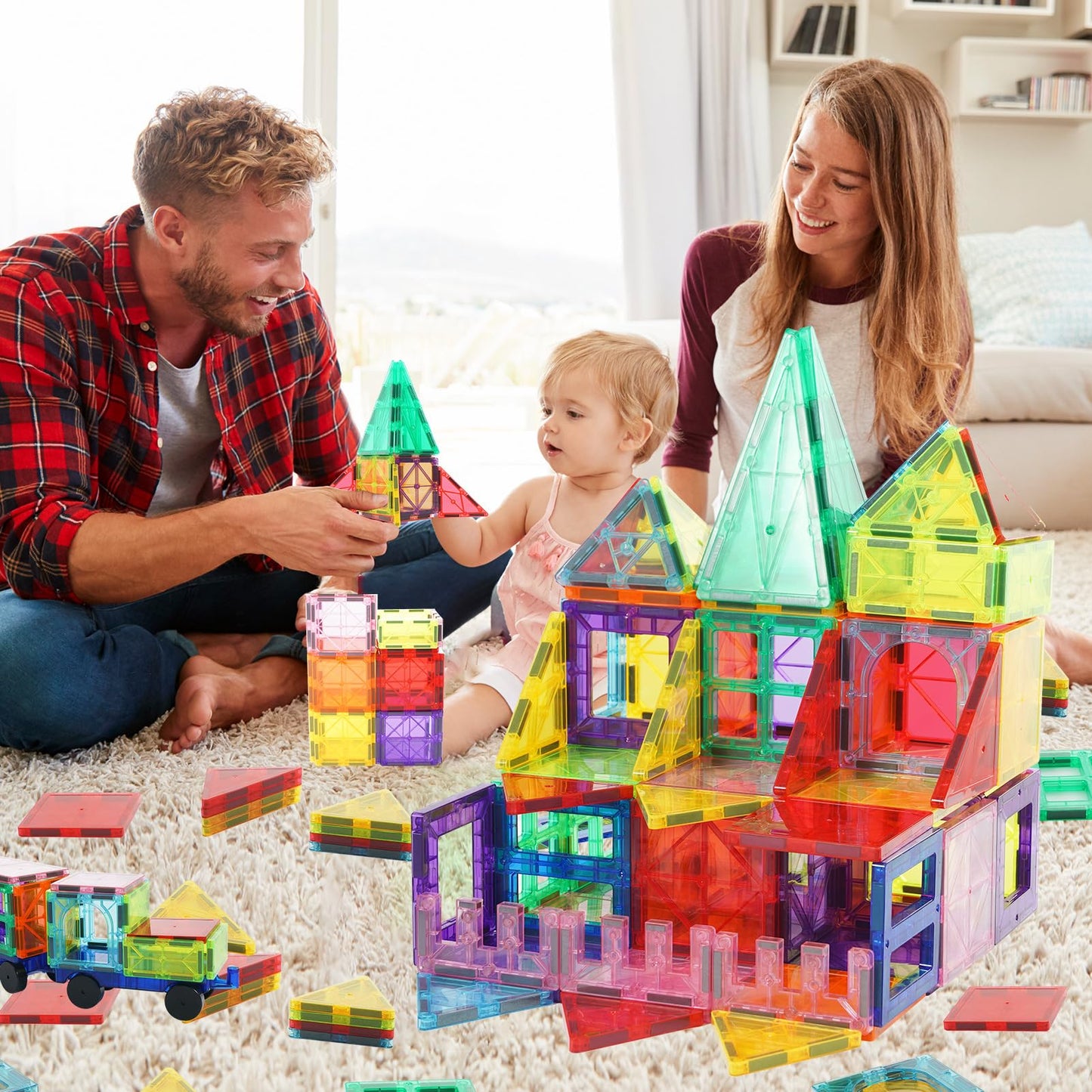 FlatGoat Magnetic Tiles 106 Piece Set, Magnet Building Blocks for Kids Toddlers, STEM Construction Toys with Gift Box for Ages 3 4 5 6 7 8+ Year Old