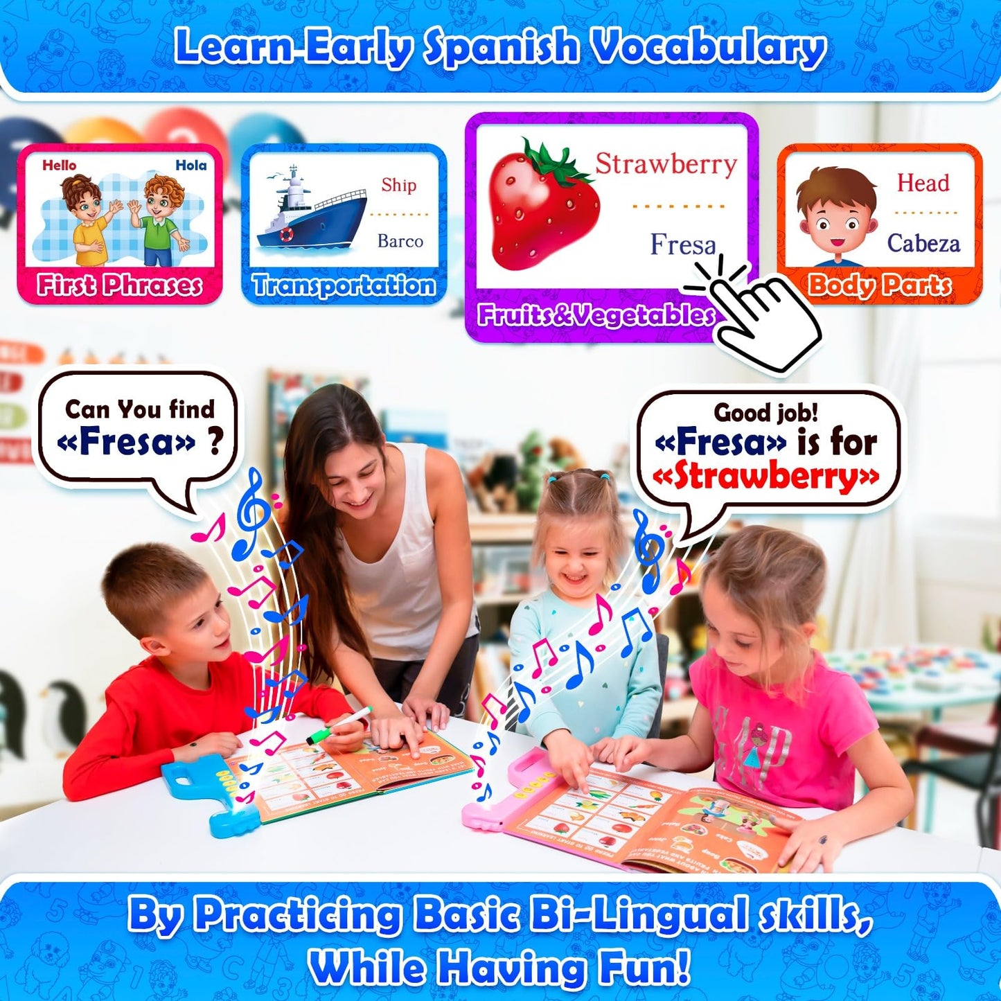 Curious 2 Learn ABC Learning for Toddlers | Learning Resources | English & Spanish Sound Book | Preschool Learning Activities | Educational Learning