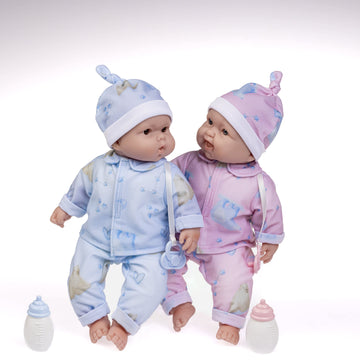 Twins 13" Realistic Soft Body Baby Dolls | JC Toys - Berenguer Boutique | Twins Gift Set with Removable Outfits and Accessories | Pink and Blue |