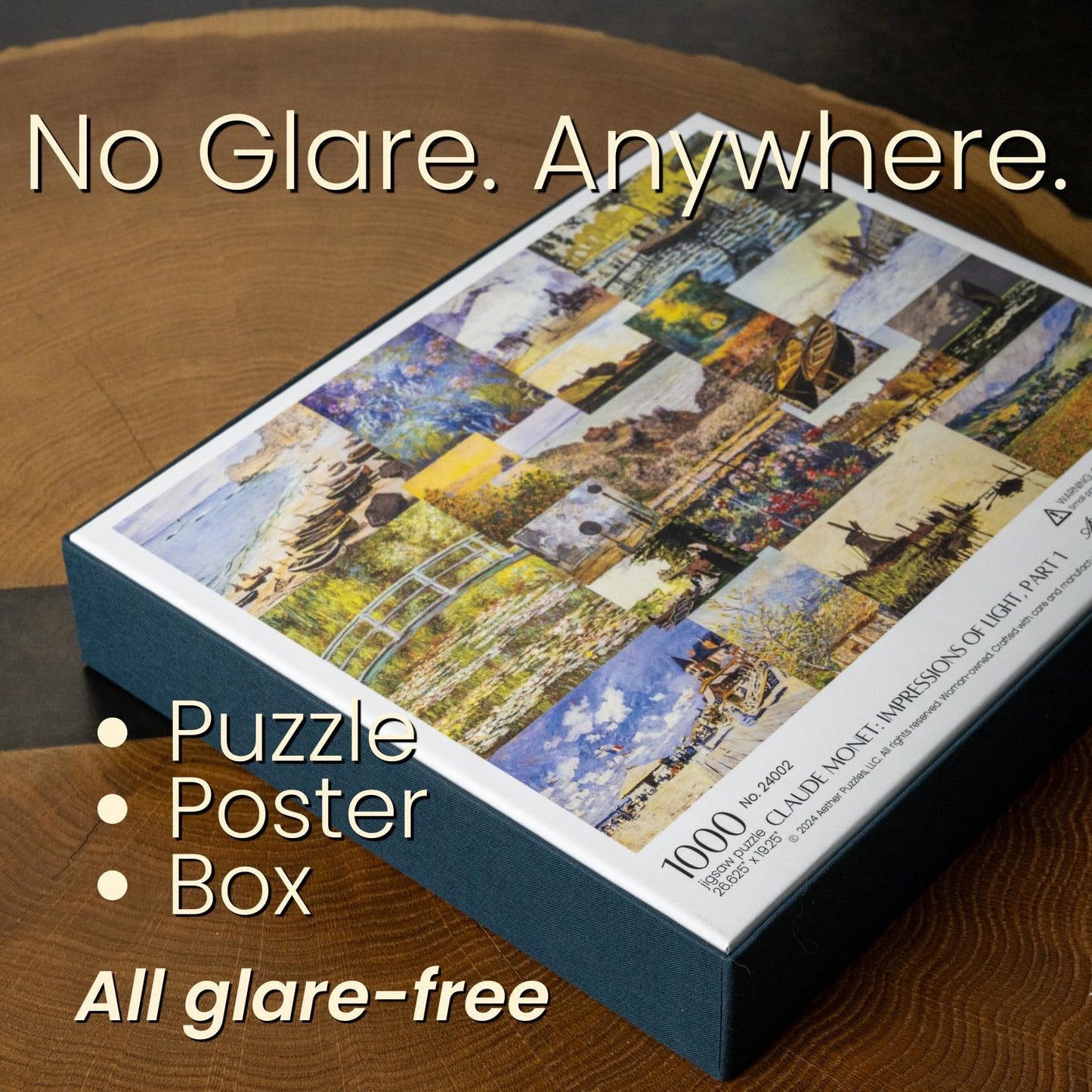 Aether Puzzles - Claude Monet Impressions of Light Part 1, Premium 1000 Piece Jigsaw Puzzle for Adults, Glare-Free, Soft-Touch Puzzles, Made in USA