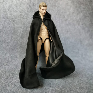 SSbeauty M 1:6 Scale Medival Knights Soldier Cloak Gown Hooded Cape with Iron Wire for 12" Action Figure (Black)