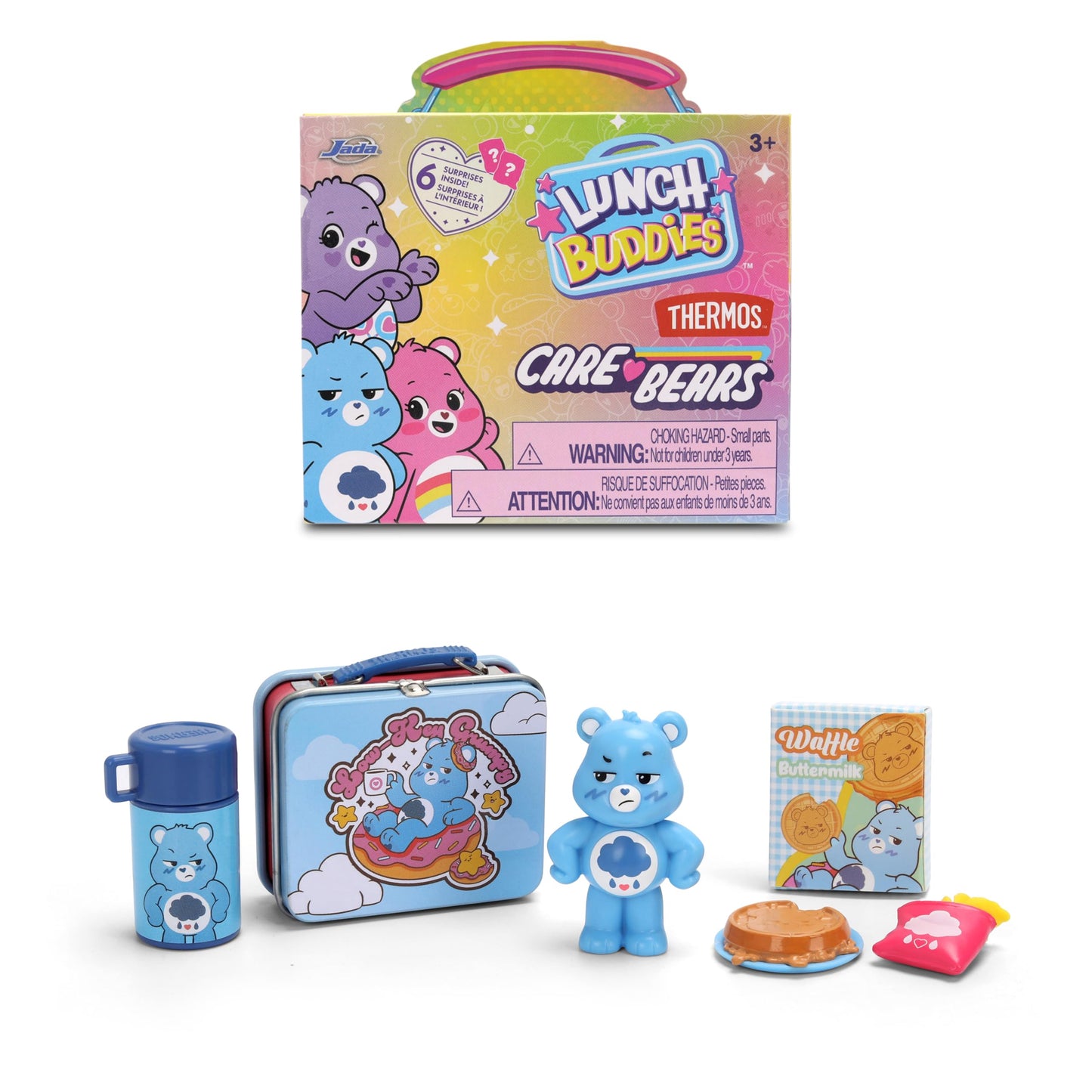 Jada Lunch Buddies - Collectible Thermos Lunch Box with Thermos Bottle, Figure & Food Accessories - 2-Inch Care Bears Toy - Care Bears & Friends -