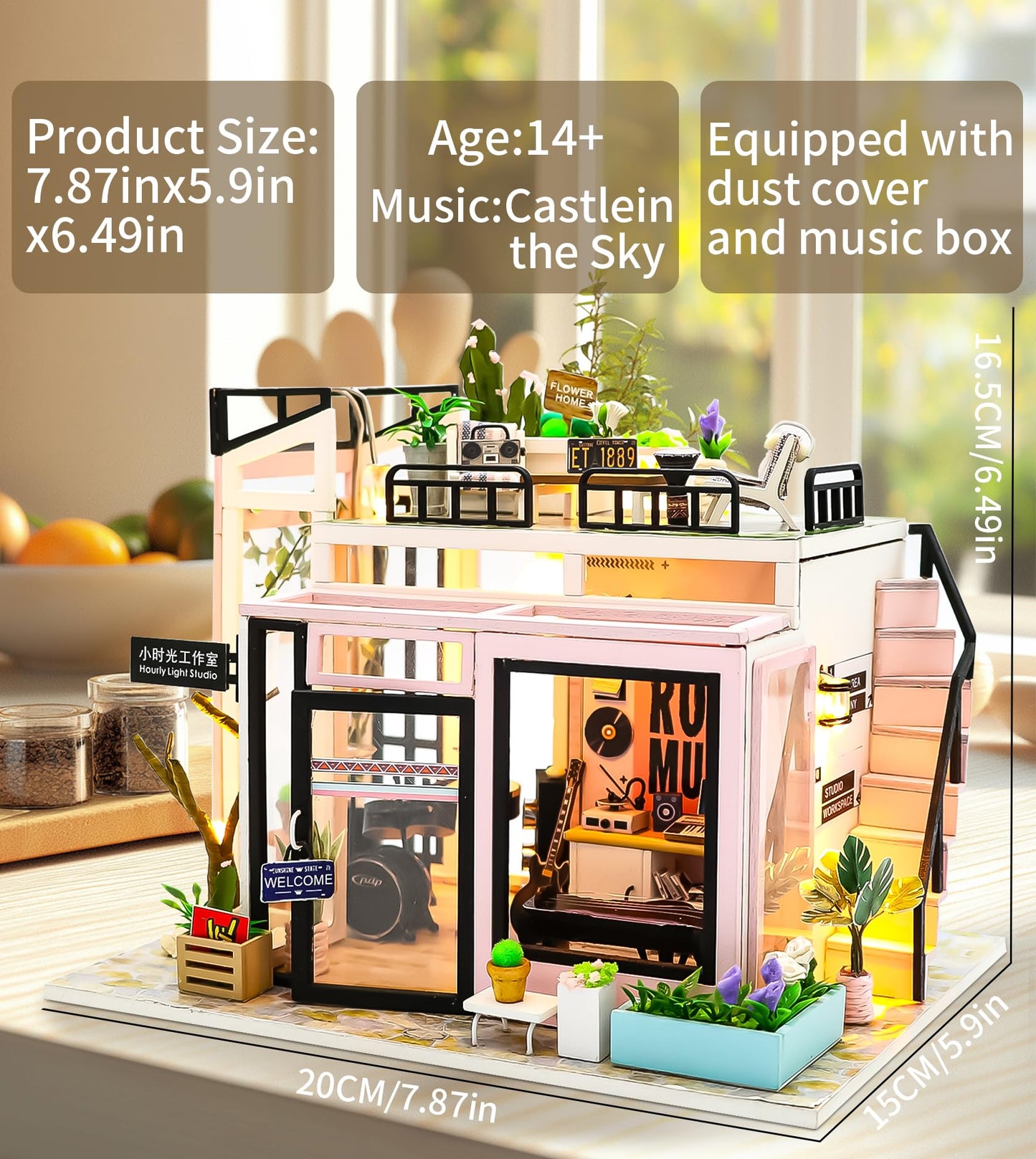Spilay DIY Miniature Dollhouse Kit with Wooden Furniture,DIY Dollhouse Kit with Dust Proof and Music Movement,1:24 Scale Creative Room for Romantic