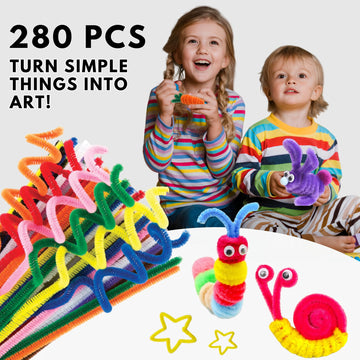 Pipe Cleaners Craft 280 PCS, Chenille Stems 12 Inch, 20 Multi-Colored Craft Supplies for Classroom, DIY Art Fuzzy Sticks & Decoration Art Supplies