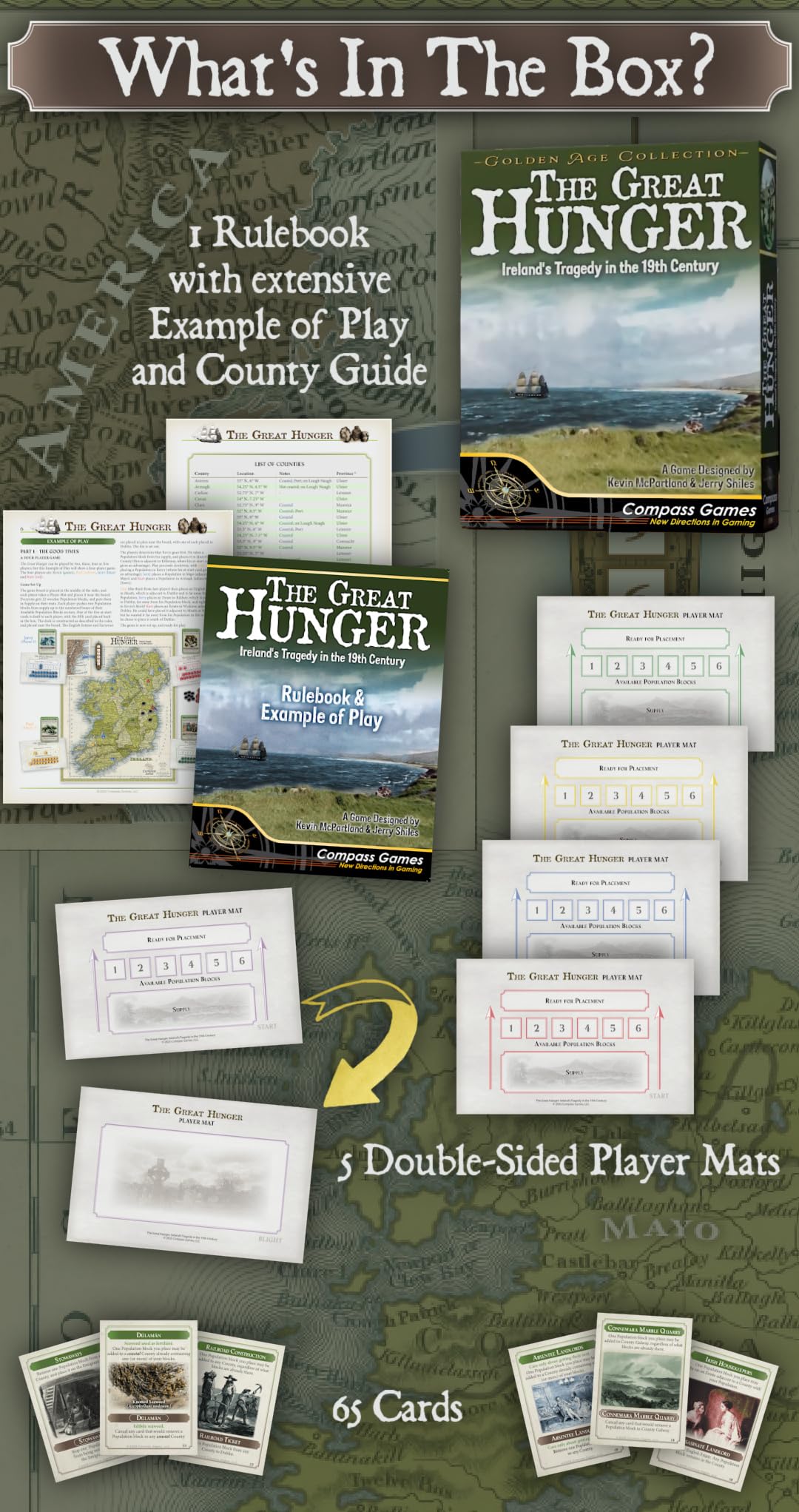 Compass Games The Great Hunger, Ireland's Tragedy in The 19th Century, Strategy Board Game, 2-5 Players, for Adults Ages 18+