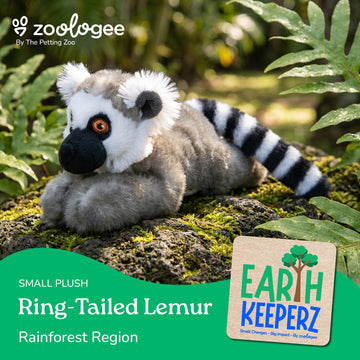 The Petting Zoo Ring-Tailed Lemur Stuffed Animal Plushie, Gifts for Kids, Earth Keeperz Wildlife Animals, Zoologee Grey Ring-Tailed Lemur Plush Toy