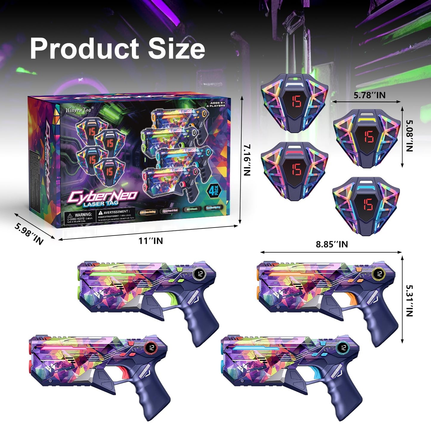 Laser Tag Guns Set of 4 with Vests - Gifts for Teenage Boys Girls Ages 8-12