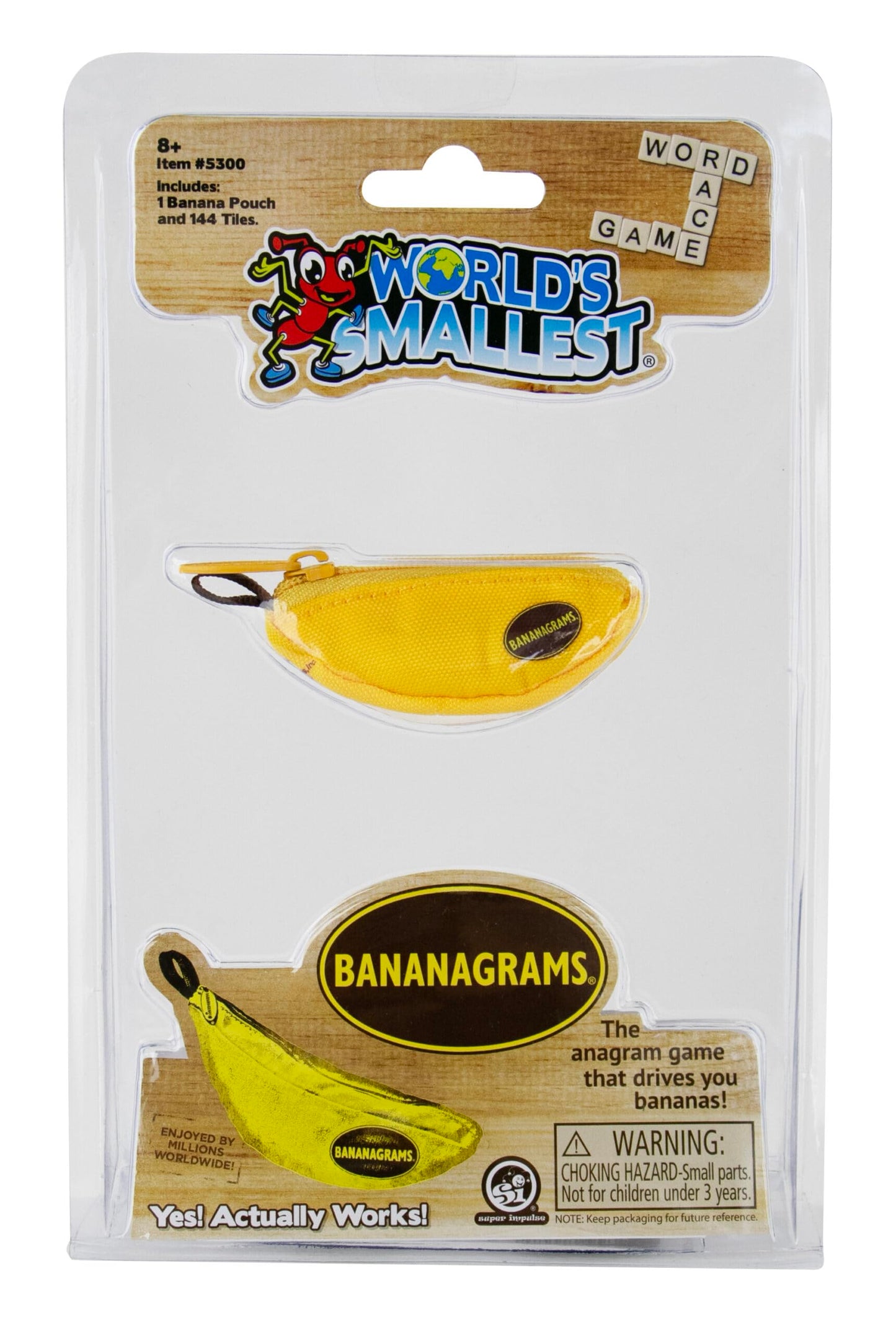 Worlds Smallest Bananagrams - Family Word Game - Includes: 1 Banana Pouch, 144 Tiles. Recommended for Ages 8 and up