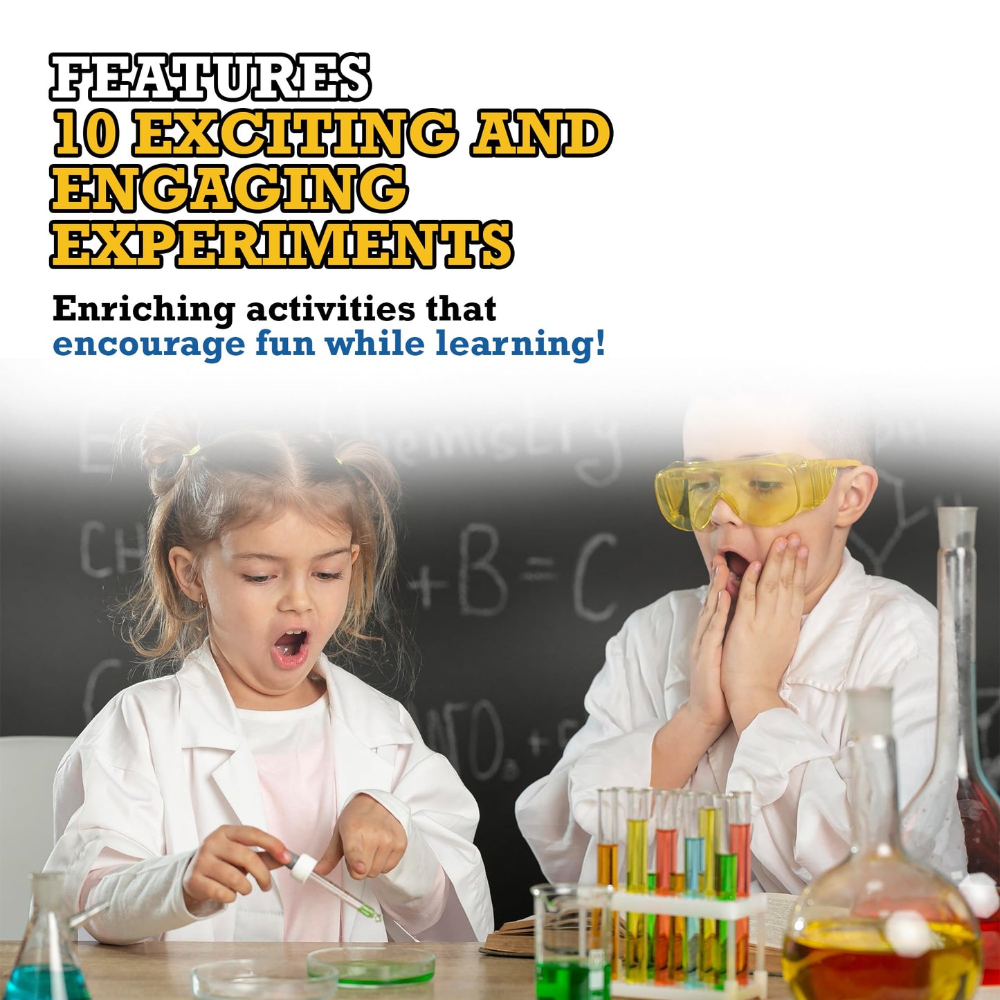 Dr. STEM Toys - Kids First Chemistry Set Science Kit | 29 Lab Elements Includes 10 Easy Experiments | Safe and Non-Toxic Ideas for Kids | Stem