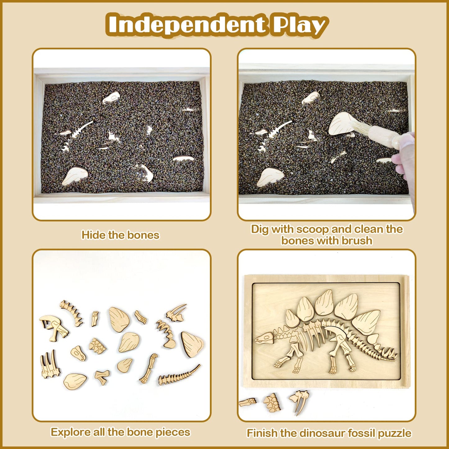 Dinosaur Excavation Archaeology Dig Kit for Kids, Fossil Explore Sensory Bin Toys, Dino Skeletons Bones Puzzle Game, Archaeology Science STEM Toys