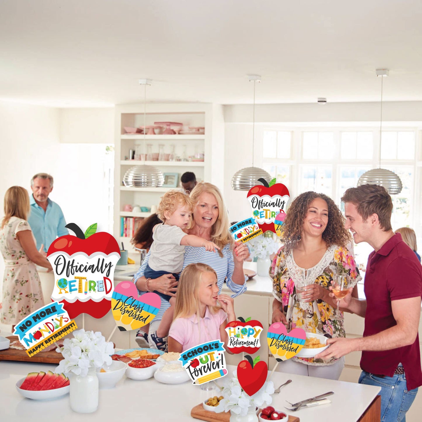 Big Dot of Happiness Teacher Retirement - Happy Retirement Party Centerpiece Sticks - Showstopper Table Toppers - 35 Pieces