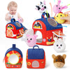 Soft Barn Baby Toys 6-12 Months with Stuffed Farm Animals, Rattle Squeaky Crinkle Sound & Mirror, Montessori Sensory Plush Infant Toy for 6 7 8 9 10