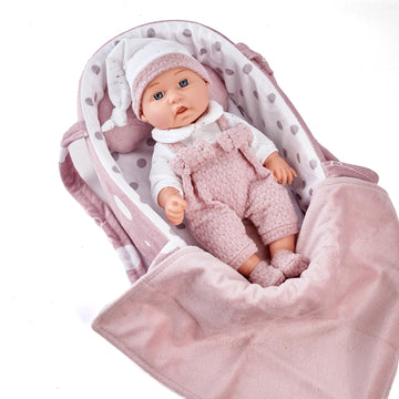Enjoyin 12" Baby Doll Gift Set with Portable Bassinet Bed, Pink Clothes, Pacifier, Blanket & Pillow - Fun Pretend Play Toys, for Toddler Girls Ages 3+