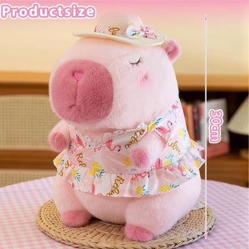 TITQWOP Pink Capybara Plush 12" Pool Party Capybara Stuffed Animal Pillows Kawaii Swimsuit Wearing Kawaii Stuffed Animal Plushie Cute Capybara Plush