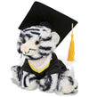 DolliBu Squat White Tiger Graduation Plush Toy - Soft Tiger Plush Graduation Stuffed Animal Dress Up with Gown & Cap with Tassel Outfit - Gift