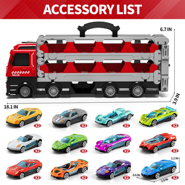Kenthoris 78 inches Transport Truck with 24pcs Die-Cast Cars Toys, Cars Toddler Toys Gifts for 2-7 Years Old Boys & Girls, Blue Modern Truck Toys