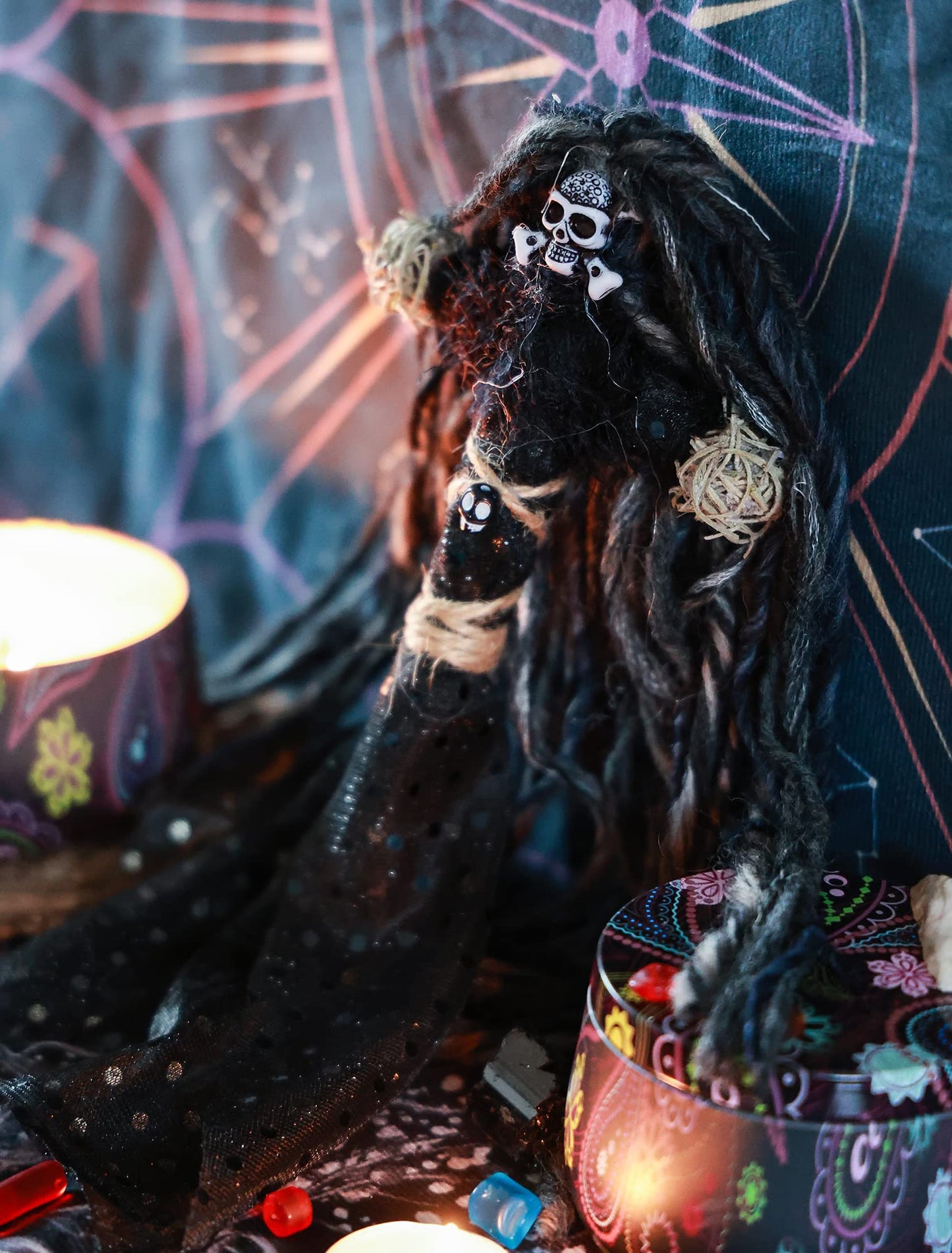Nosadi Voodoo Doll Real Handmade Creepy Dolls Set Horror Voodoo Supplies Skull Witches Poppet for Halloween Birthday Christmas Party Gift Decoration