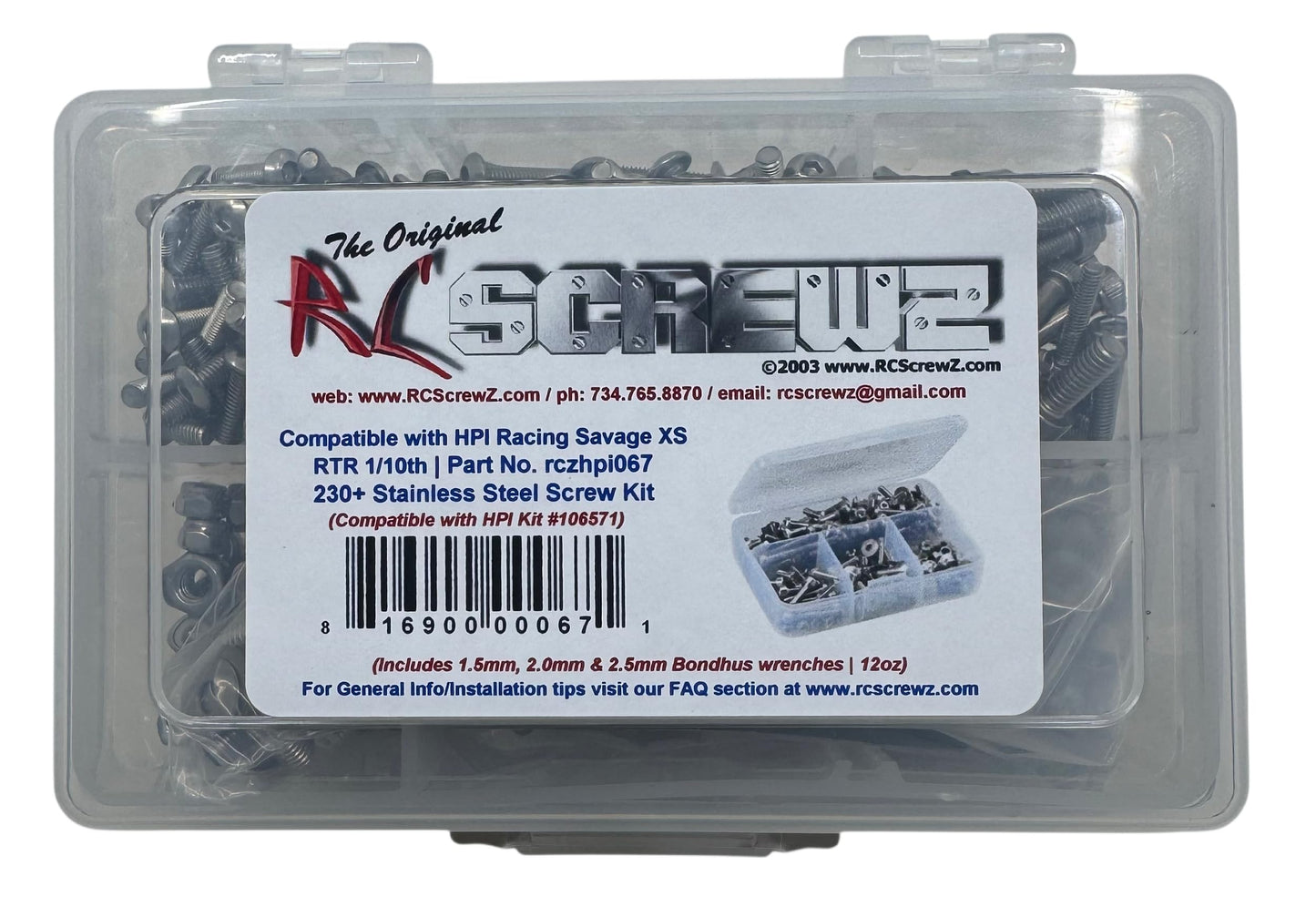 RC Screwz Stainless Steel Screw Kit hpi067 Compatible with HPI Racing Savage XS 1/10th