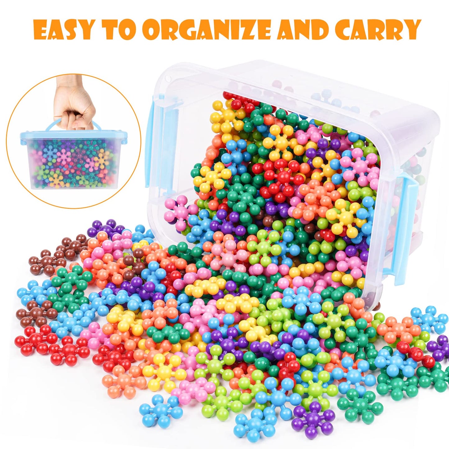 NiToy Building Blocks Educational Toy - 300PCS Snowflake Stem Construction Set for Kids 3+, Safe Non-Toxic Storage Case, Learning Gifts for Boys