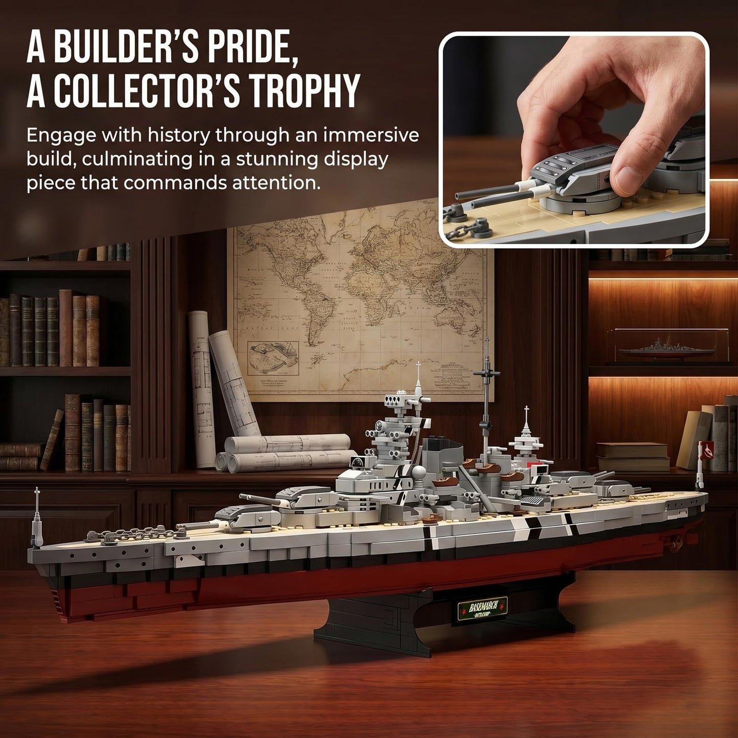 Ruikytech Bismarck Battleship Building Block Toy, World War II Classic Bismarck Warship Bricks Model Kit for Teenagers and Adults Collection(2081