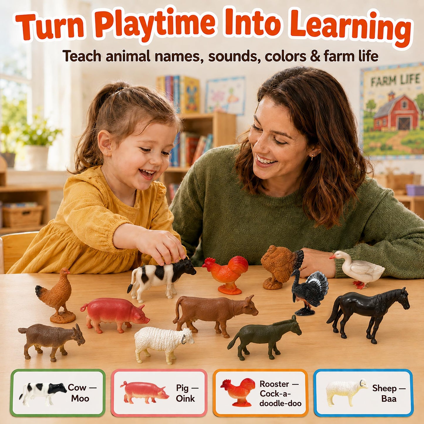 GiftExpress 12pc Large Farm Animal Toy Figures