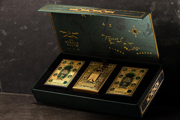 theory11 Lord of the Rings Playing Card Box Set - 4 Decks with Standard & Gold Foil Editions, Middle Earth Map Box, Movie Theme Poker Cards for Magic