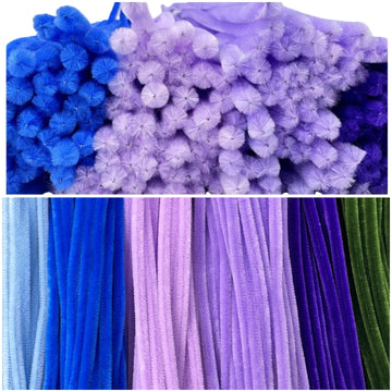 SYMHHA 300Pcs Pipe Cleaners Craft Kit for Flower Bouquets, 6Colors Thick Chenille Stems with Floral Accessories,DIY Art Creative School Crafts