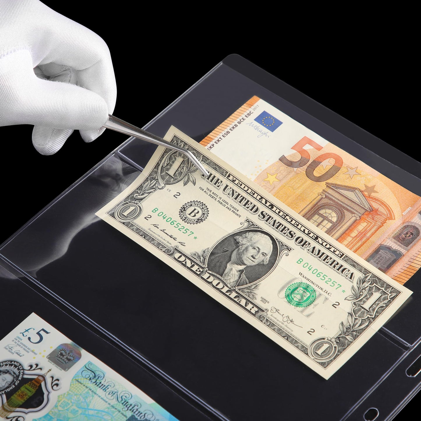 24 Sheets Currency Sleeves for Collectors Acid-Free PVC Paper Money Currency Pocket Pages Coin Collection Supplies - 72 Pockets 9-Hole Stamp Page