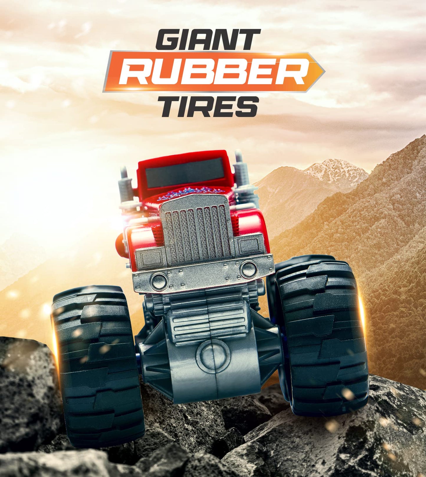 6 Pack Monster Trucks Toys for Boys and Girls, 4-Wheel Drive Friction Powered Push and Go Toy Cars with Giant Wheels, 360° Crazy Stunts, Age 3, 4-7