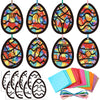 HABDJILTY 32PCS Easter Egg Crafts Kit,Paper Egg Suncatchers,Easter Tissue Paper Suncatcher Bulk Stained Glass Effect,Easter DIY Kits for Holidays