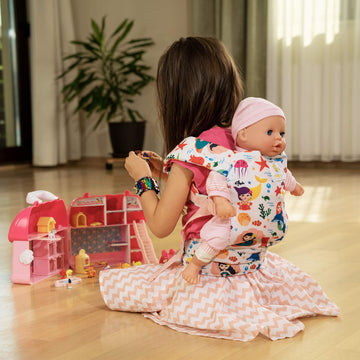 HappyVk - Baby Doll Carrier Kids Toy Carrier for Dolls Front and Back with Adjustable Straps Doll Accessories - Cute Mermaid Design