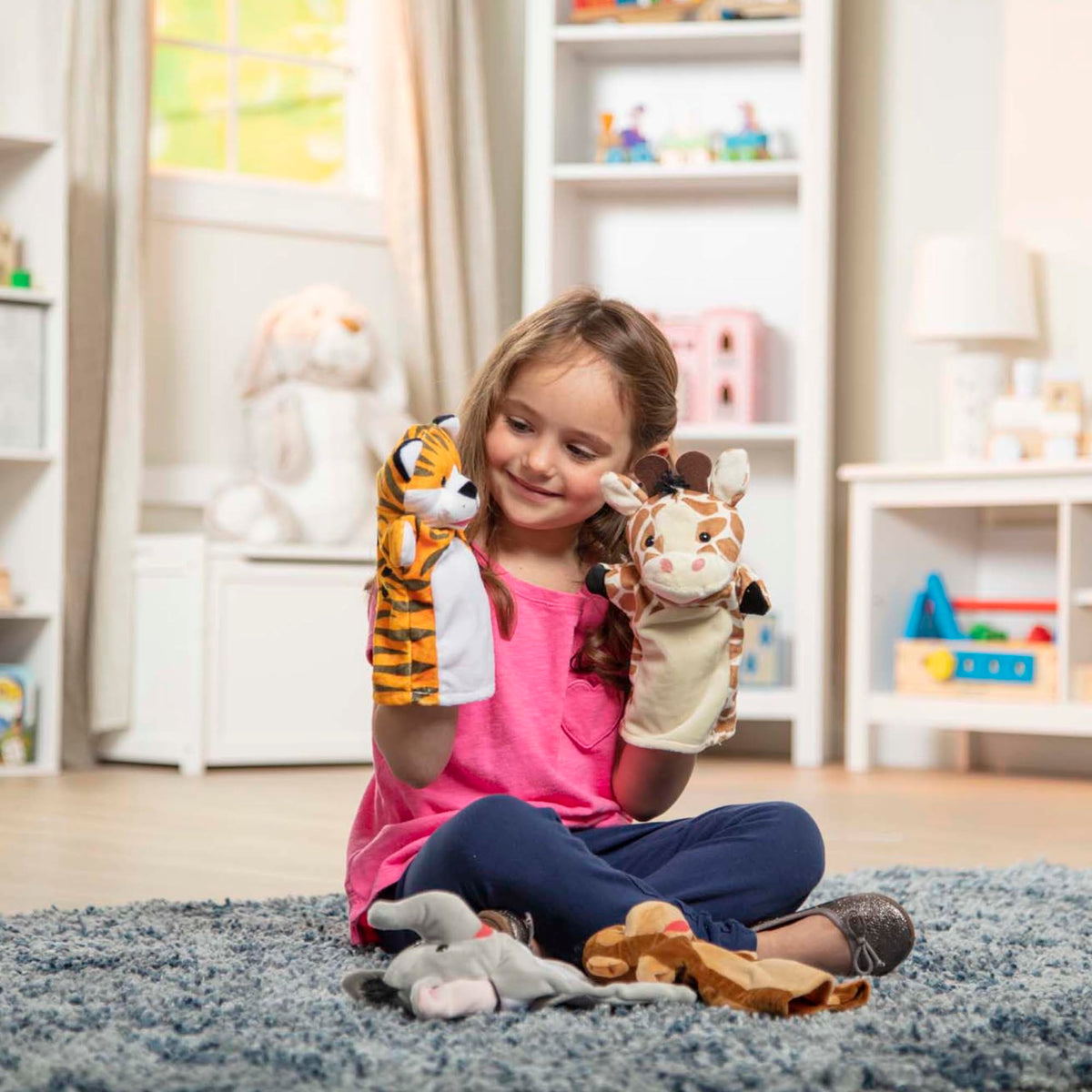 Melissa & Doug Zoo Friends Soft Plush Hand Puppets 4-Piece Glove Set