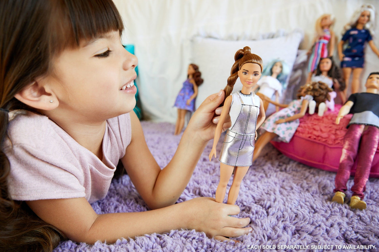 Barbie Fashionistas Doll #62 with Metallic Denim Skirt Overalls