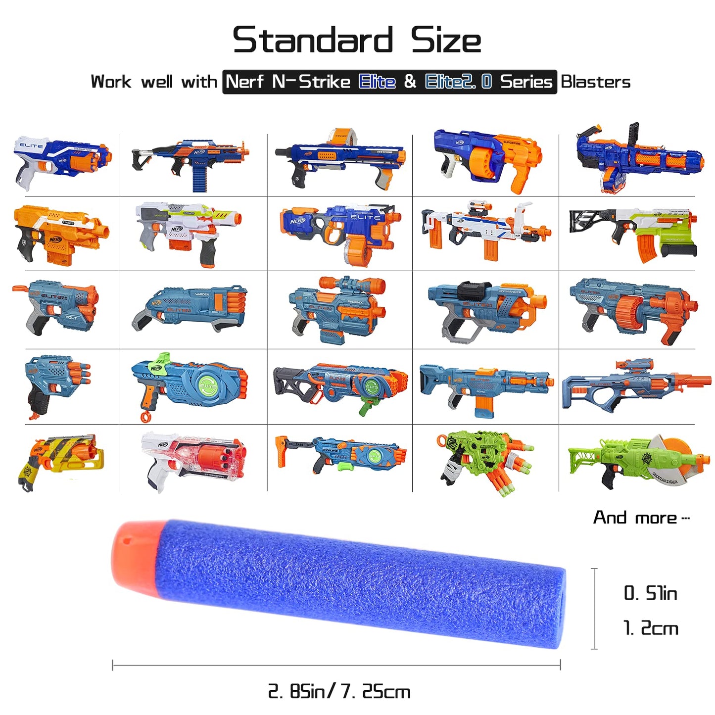 lififun 600-Dart Refill Pack Soft Darts for Nerf N-Strike Elite Blue