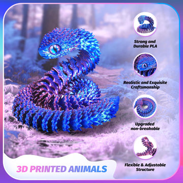 9PCS 3D Printed Dragon 3D Printed Animals Include 3D Printed Snake, Dinosaur, Octopus, Sharks, Turtle, Cobra and 3 Style Dragons, 3D Printed Toys