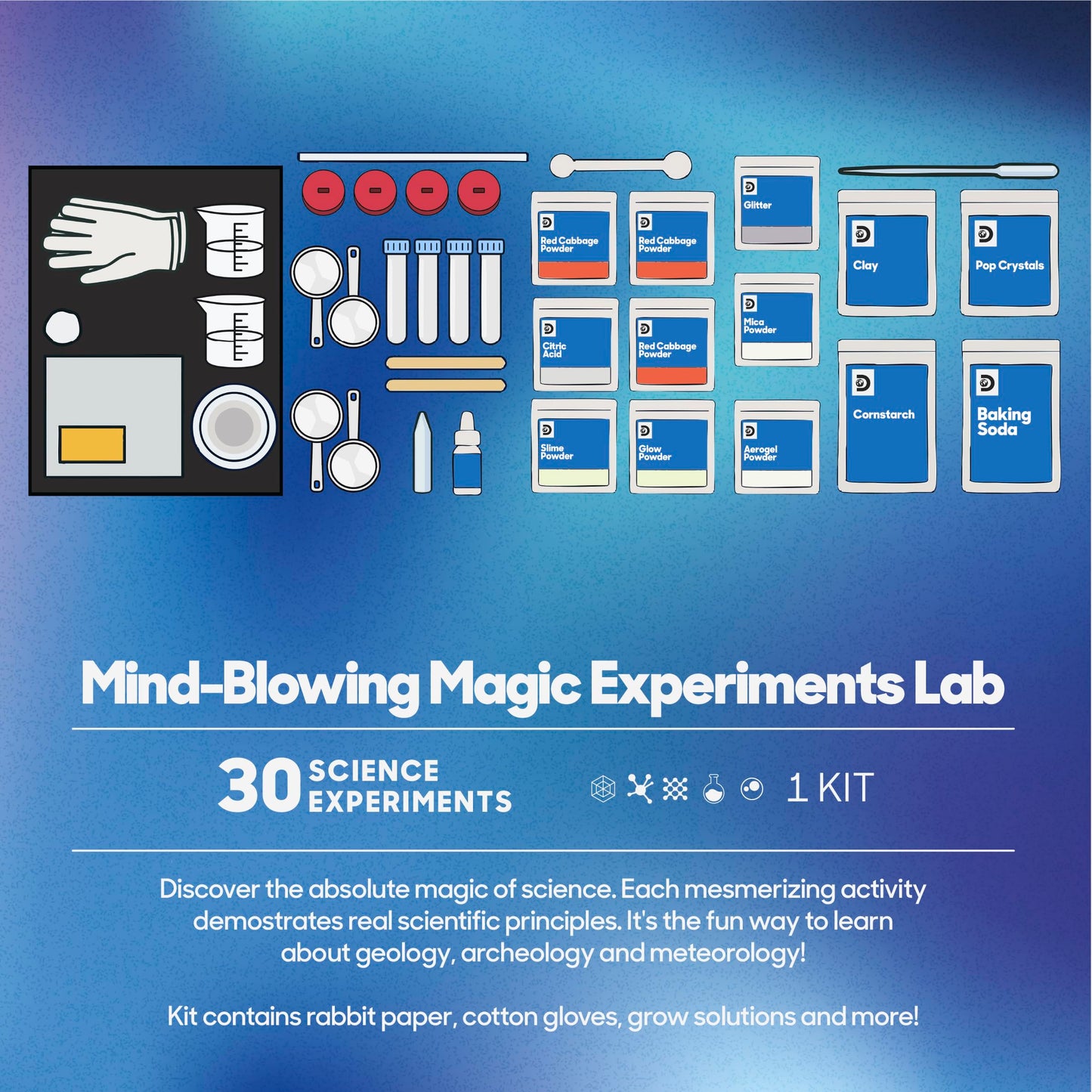 Discovery Mind-Blowing Magic Experiments Lab, 30 STEM Science Experiments for Kids, Chemistry & Physics Science Kit, Real Lab Tools, Magic Tricks