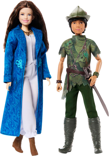 Mattel Disney Peter Pan & Wendy Toys, Peter Pan & Wendy 2-Doll Collectible Set with Peter Pan & Wendy Darling Fashion Dolls Inspired by the Movie