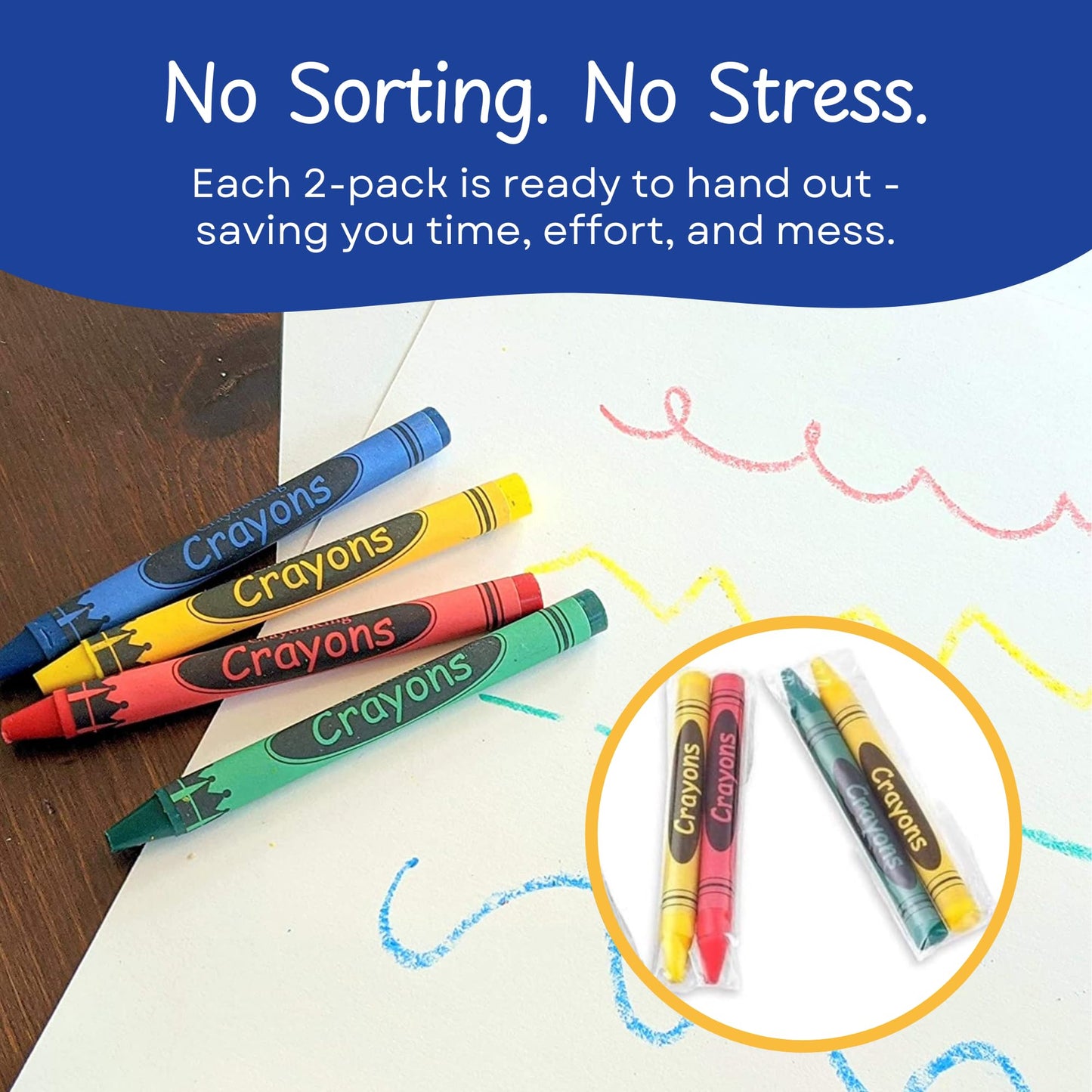 CrayonKing 2,000 Bulk Crayons, 1,000 Cello 2-Packs, Party Favors