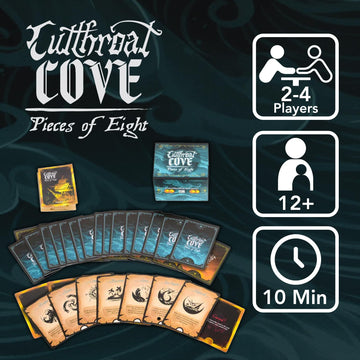 ZERO STRATEGY GAMES Cutthroat Cove: Pieces of Eight - Fast-Paced Pirate-Themed Card Game for 2-4 Players