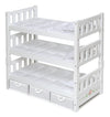 Badger Basket 1-2-3 Convertible Doll Bunk Bed with Bedding and Storage Baskets - Elegant White and Rose Design for 18 to 20-Inch Dolls