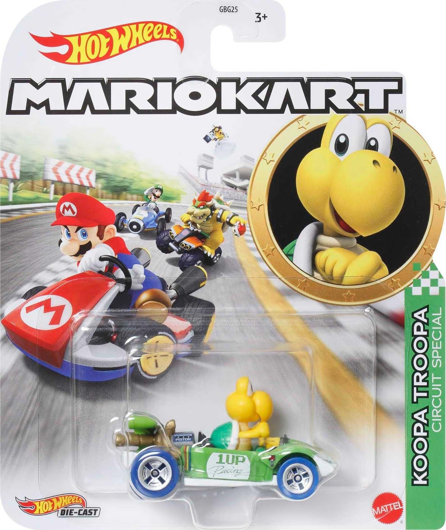 Hot Wheels Mario Kart Toy Vehicle, 1:64 Scale Die-Cast Replica with a Favorite Character, Optimized for Track Racing or Stunting (Styles May Vary)