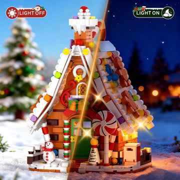 Gingerbread House Building Set with Light Kit, Large Christmas Village Gingerbread House Compatible with Christmas Sets, Inspired Stocking Stuffer or