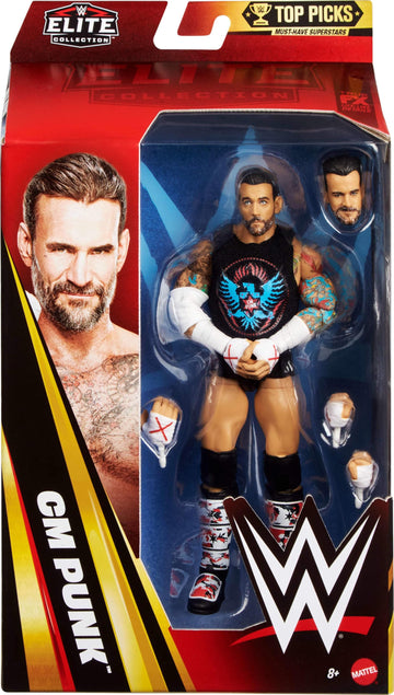 Mattel WWE Elite Collection Top Picks Action Figures & Accessories Set, 6-inch Collectible CM Punk with Swappable Hands & Ring Gear