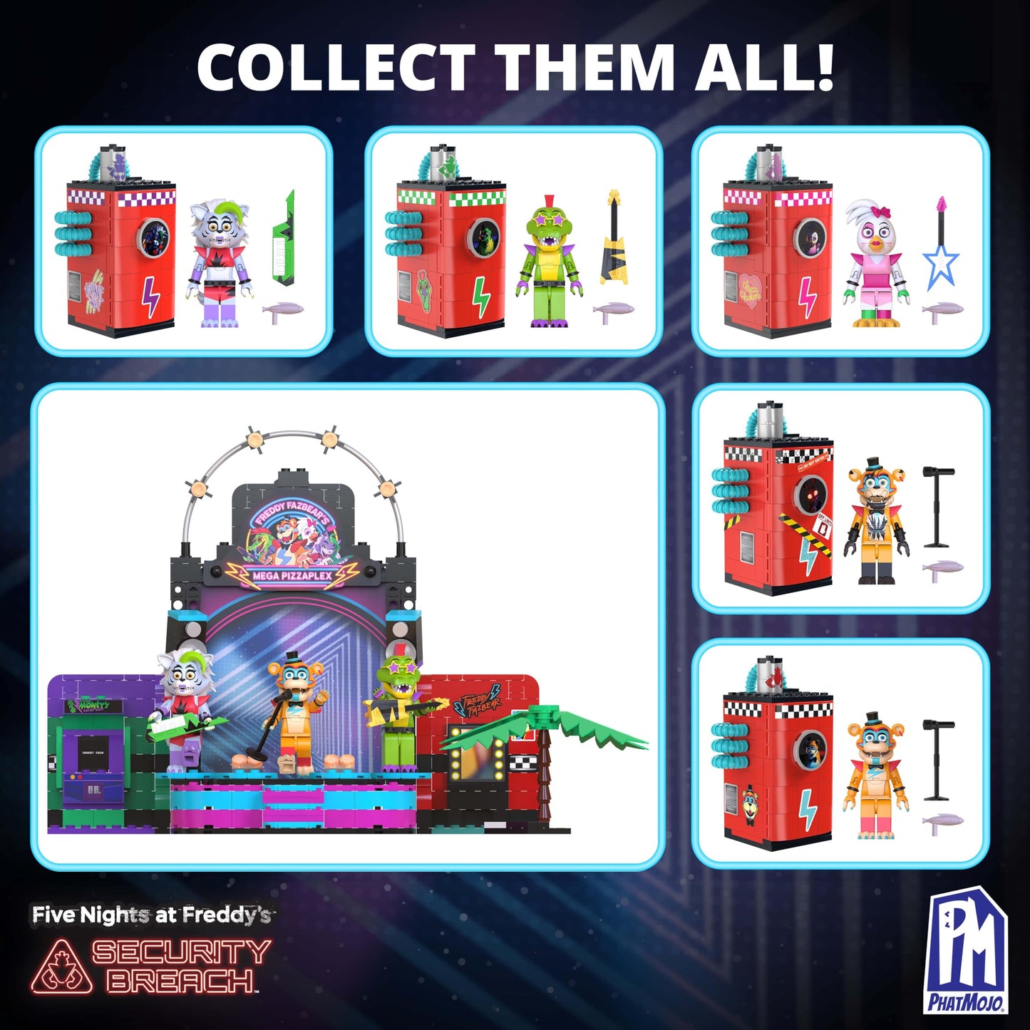 Five Nights at Freddy's - Phat$tacks Shattered Freddy's Charging Station Playset (123 Pieces, Series 1)
