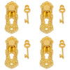 4Set Gold 1/12 Miniature Door Knob Lock and Key Dollhouse Decoration Accessories