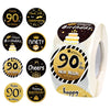 600 PCS 1.5 Inch Happy 90th Birthday Roll Stickers, 8 Different Design Black Gold Happy 90th Birthday Round Labels Birthday Party Favor Anniversary