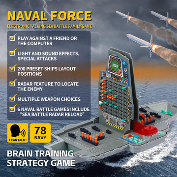 LEVEROAM Talking Sea Battle Board Game with Light and Sound Effects, Electronic Naval Battle Strategy Game with 200 Preset Ships Layout, Logicality