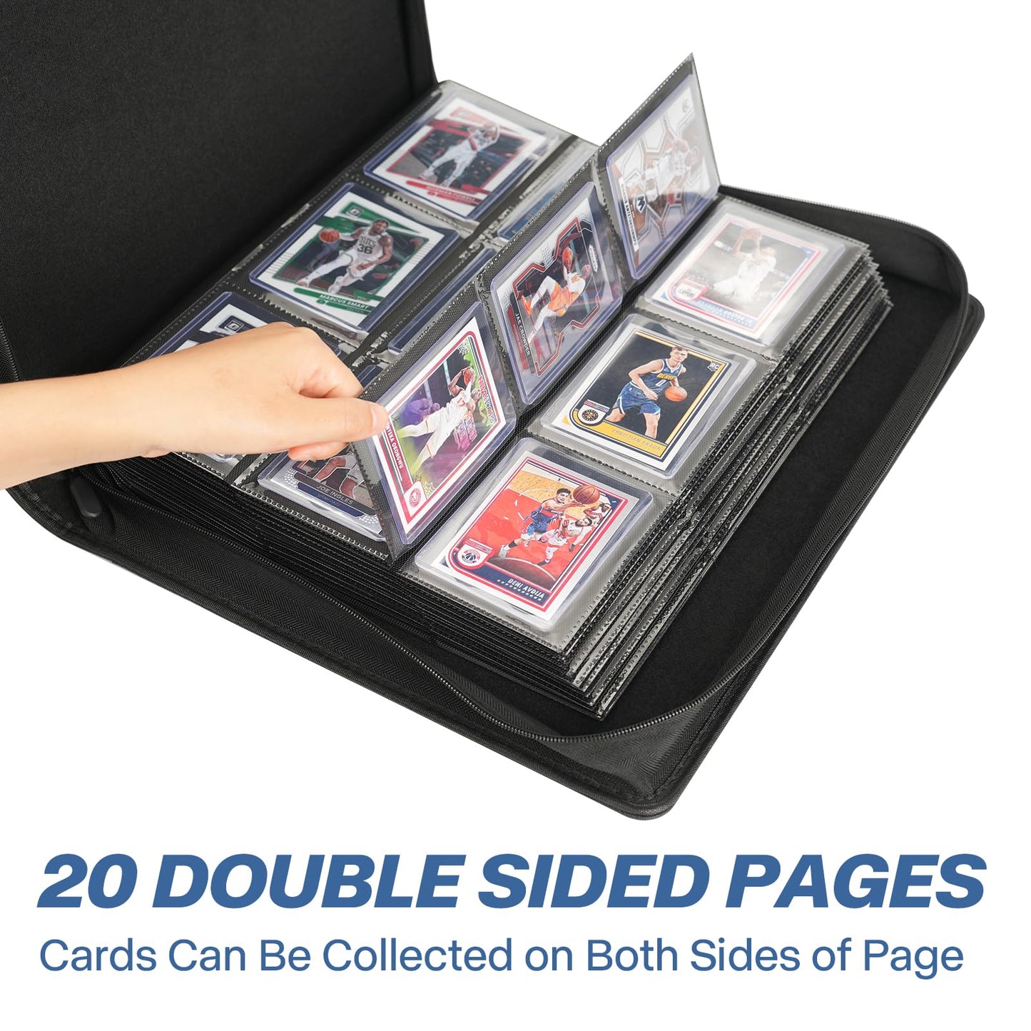Sibonic 9 Pocket TopLoader Binder, Holds 360 3”x4” Toploader Hard Cases, Sleeves Card Collection Binder, 20 Double Sided Pages, Compatible with